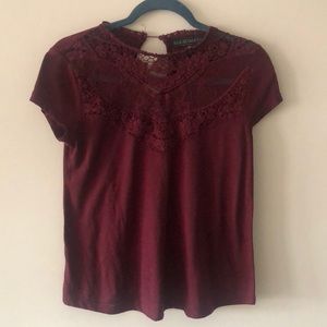 Chic short sleeve Yoke Lace Top Size S